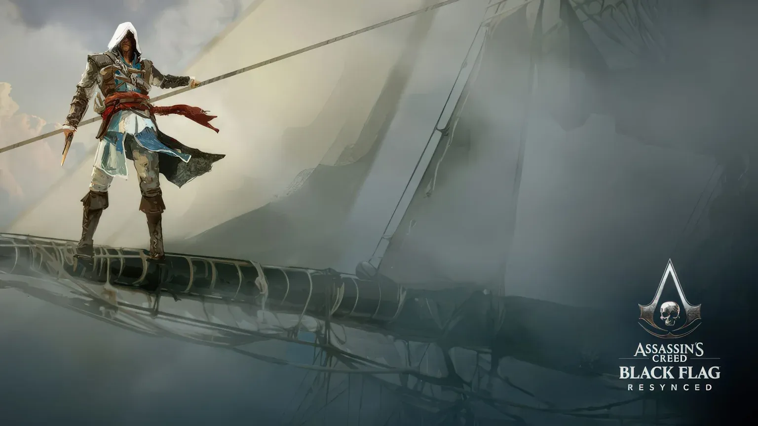 Edward Kenway trên boong tàu Jackdaw trong Assassin&#x27;s Creed Black Flag Resynced