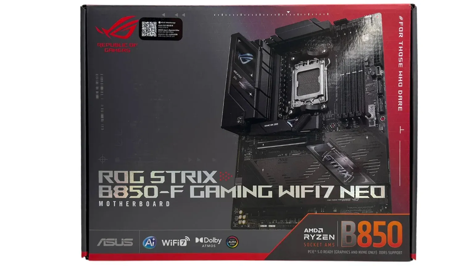 Bo mạch chủ ASUS ROG Strix B850-F Gaming WiFi7 Neo trên nền tảng AM5 minh họa cho bài review làn sóng refresh Wi-Fi 7