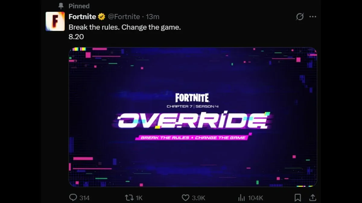 Fortnite Chapter 7 Season 4 Override battle pass