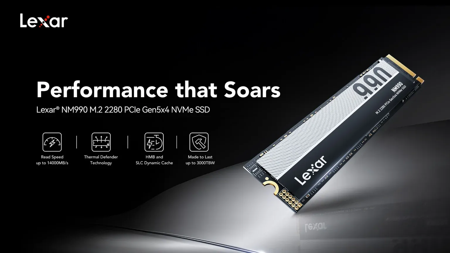 Lexar NM990 PCIe 5.0 NVMe SSD với tốc độ đọc 14 GB/s